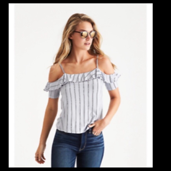 Pink Striped Ruffle Off The Shoulder Top - Picture 4 of 5